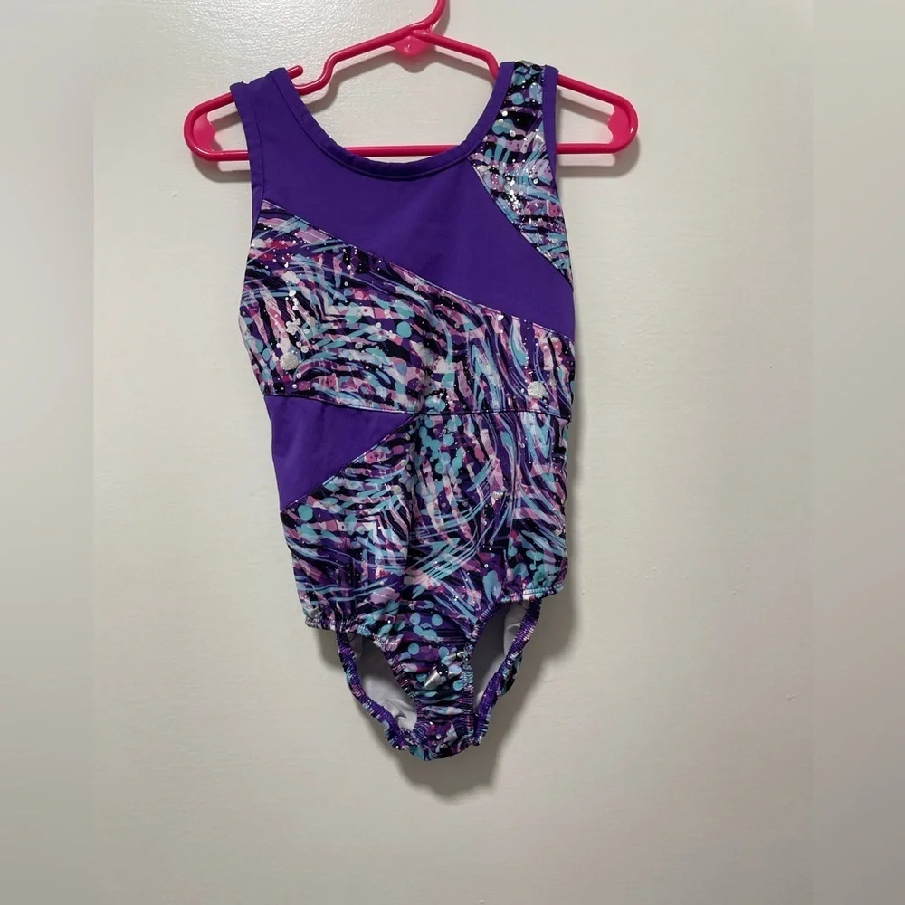 Purple and Multicolor Patterned Leotard